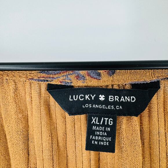 Lucky Brand Floral Peasant Blouse Size XL Boho Long Sleeve Top - Picture 3 of 8
